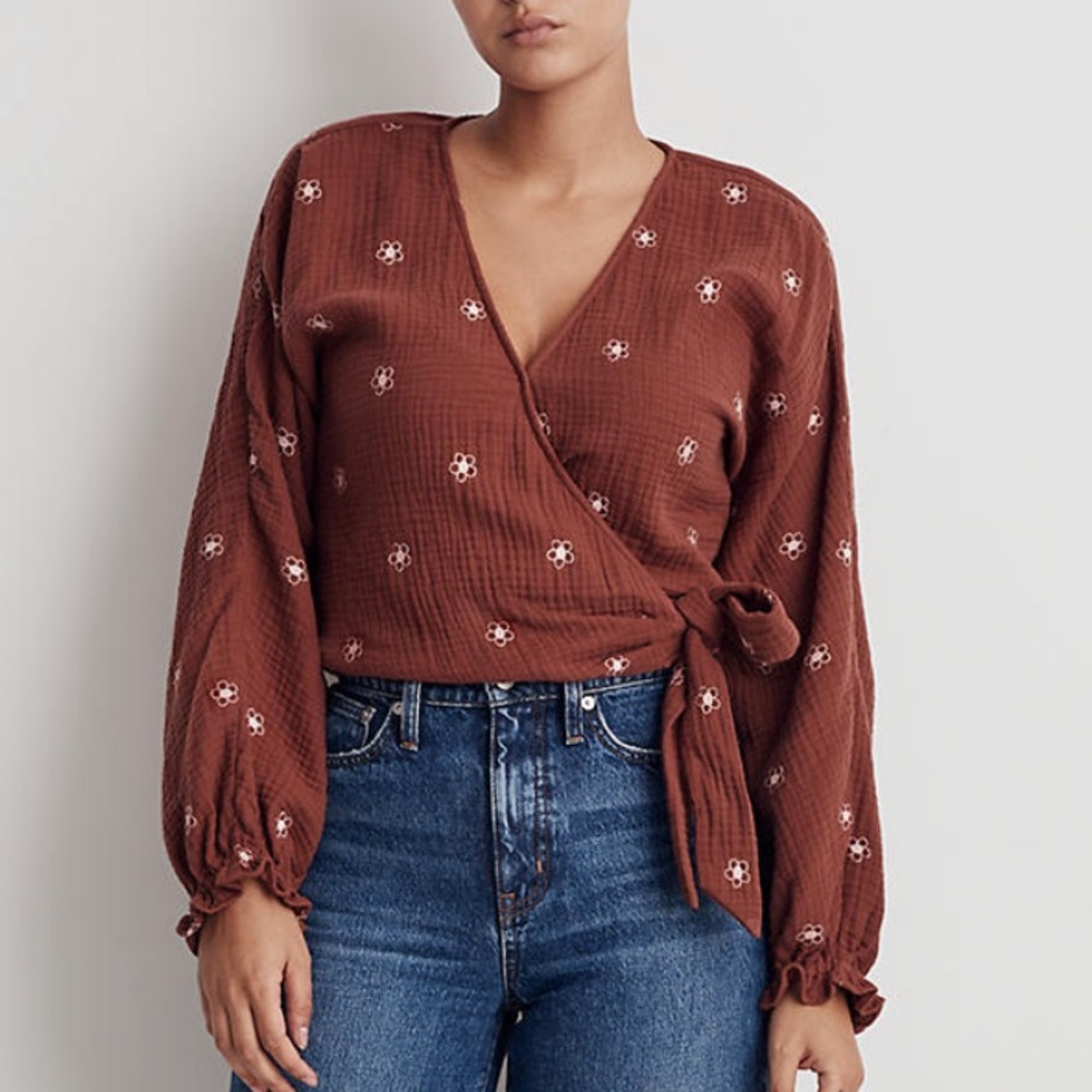 NWT Madewell lightspun maira wrap top L